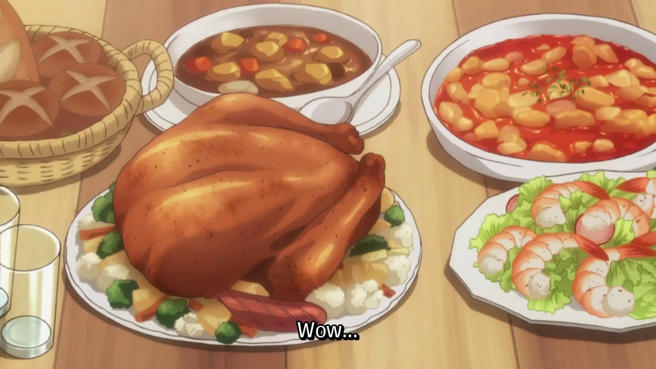 Hình ảnh đồ ăn anime ngon sang trọng
