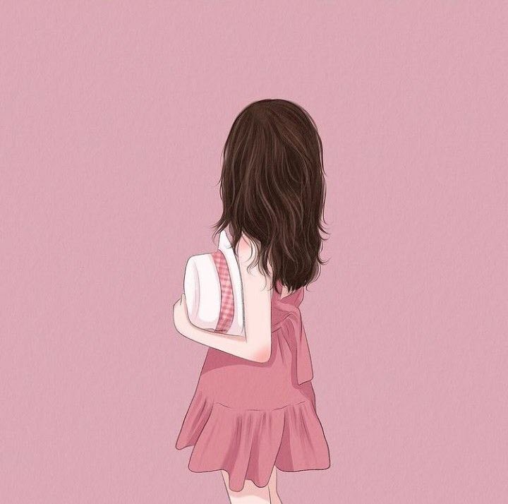 The image of the girl with her back is beautiful, cute