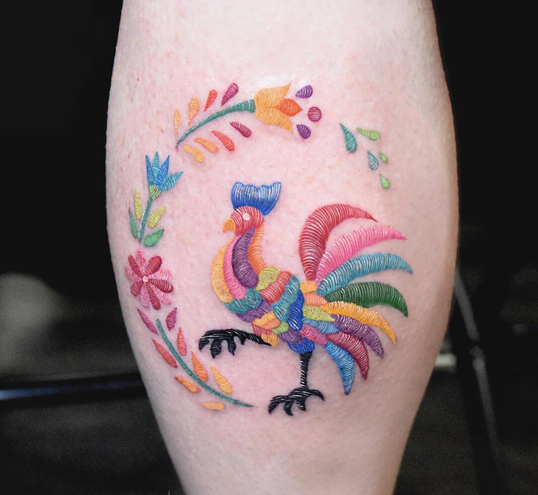 Tattoo gà trống bảy màu đẹp