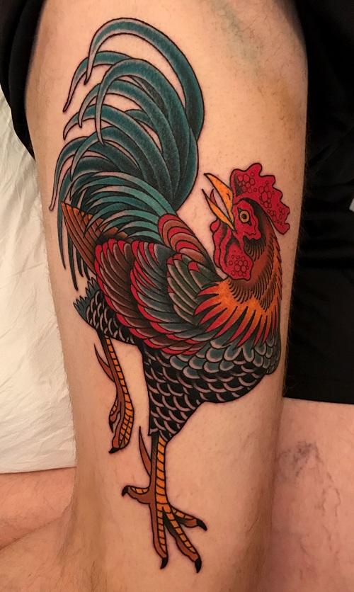 Tattoo gà trống mào đỏ đẹp