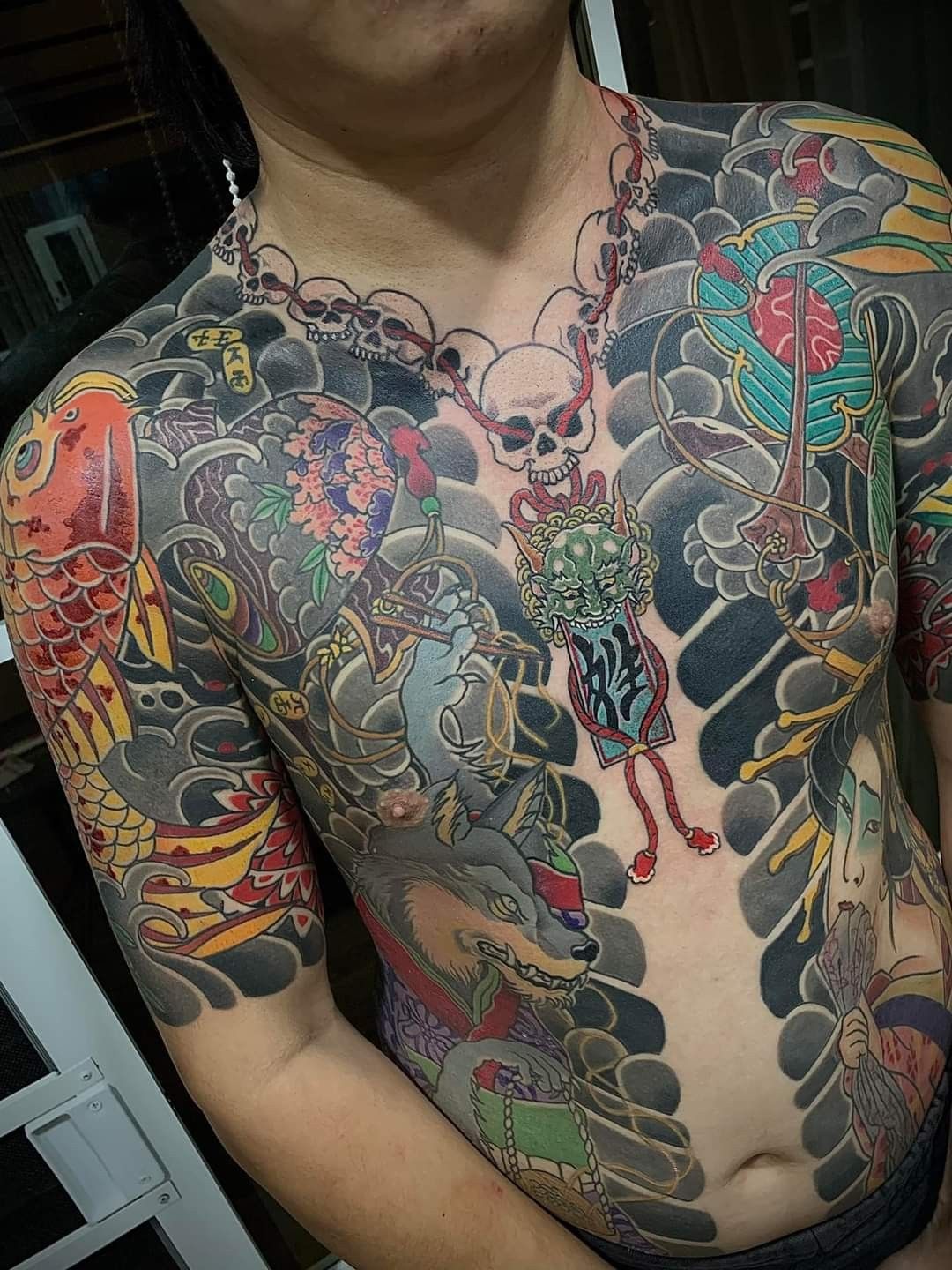 Hình tattoo dây chuyền Nhật cổ cực ngầu