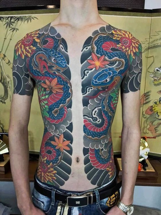 Mẫu tattoo rắn Nhật cổ cực đẹp