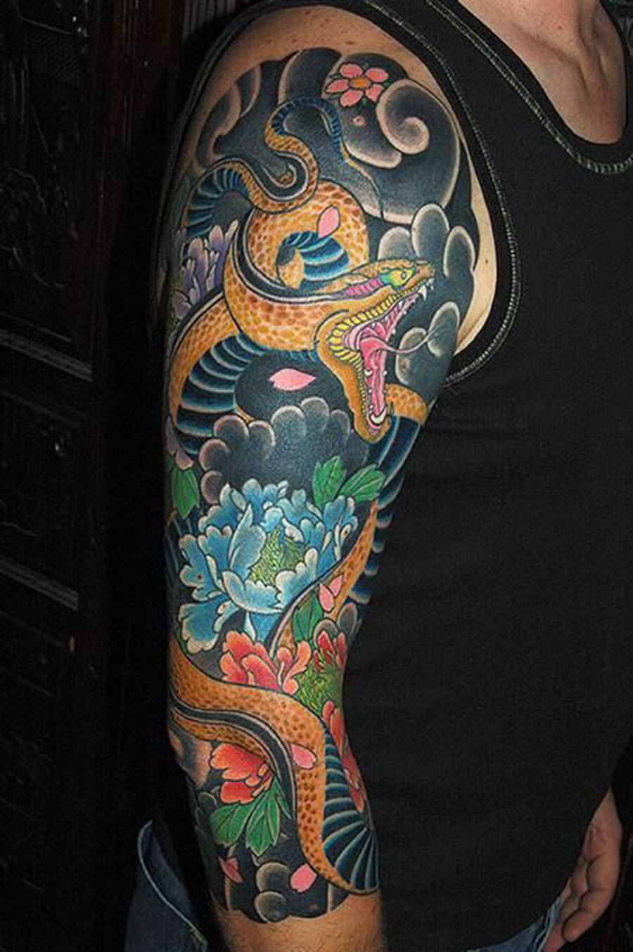 Mẫu tattoo rắn Nhật cổ cực ngầu