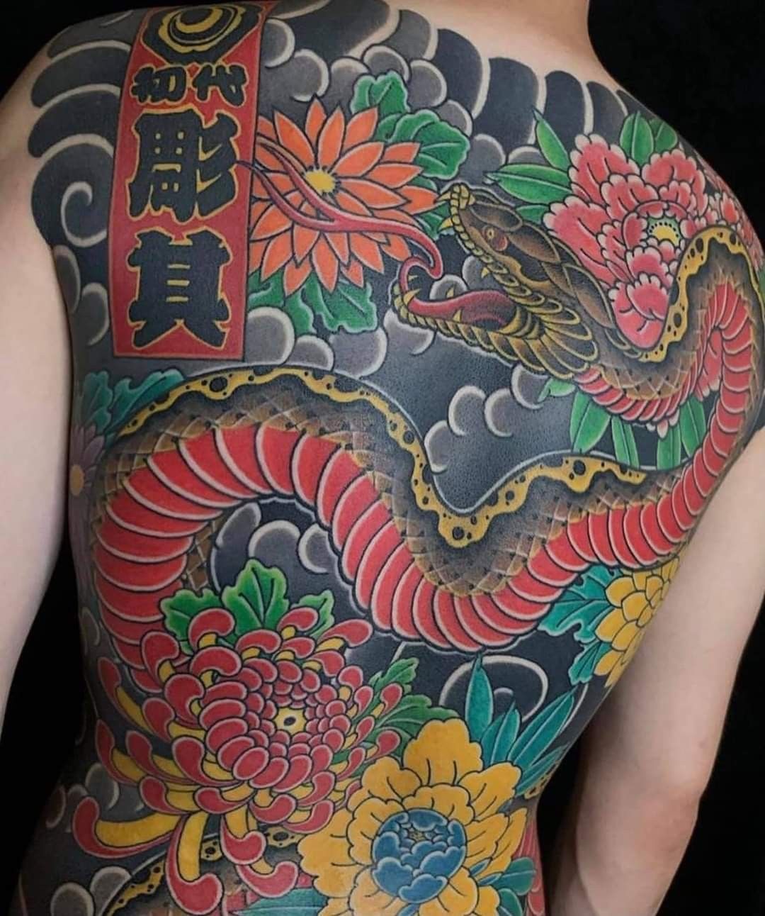 Mẫu hình xăm con rắn Nhật Bản cổ đẹp