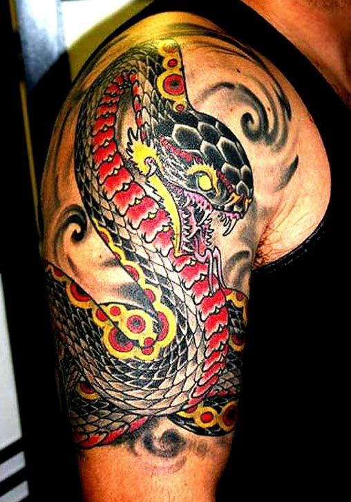 Mẫu tattoo rắn Nhật cổ siêu độc đáo