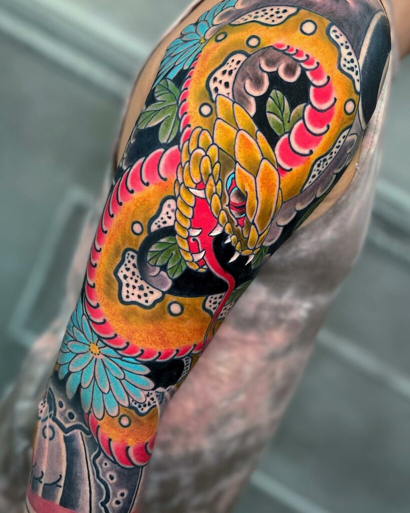 Mẫu tattoo rắn Nhật cổ tuyệt đẹp