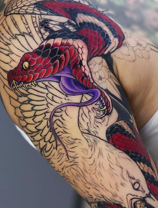 Tattoo rắn Nhật cổ tuyệt đẹp