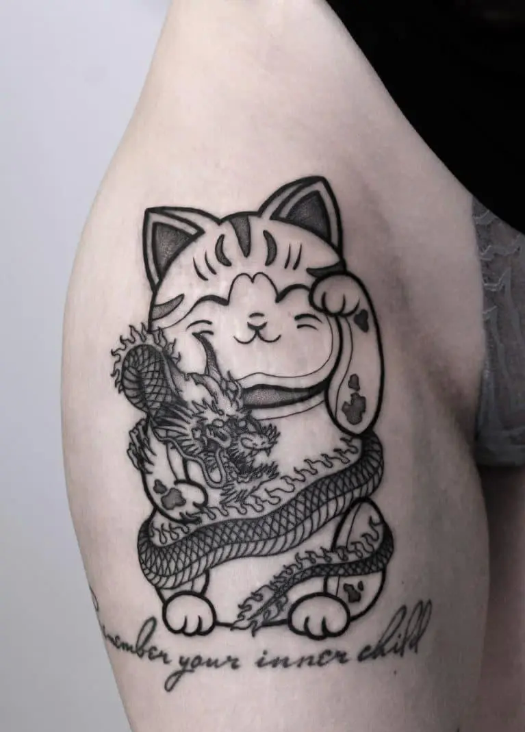 Hình tattoo mèo thần tài Nhật