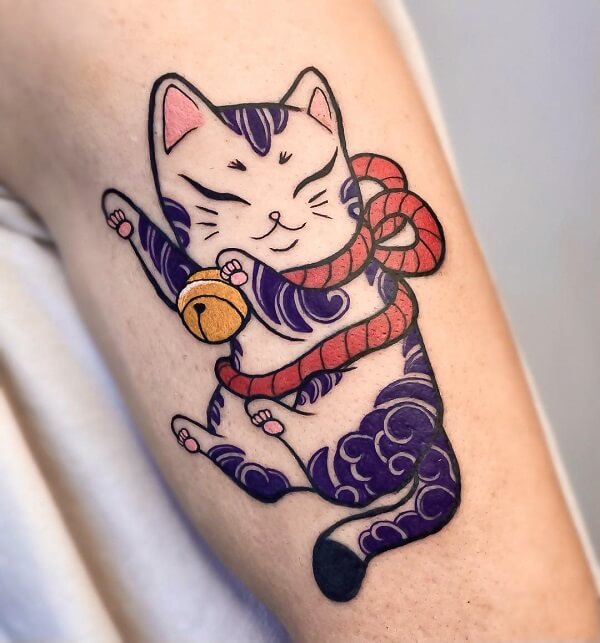 Mẫu Tattoo mèo thần tài đẹp nhất