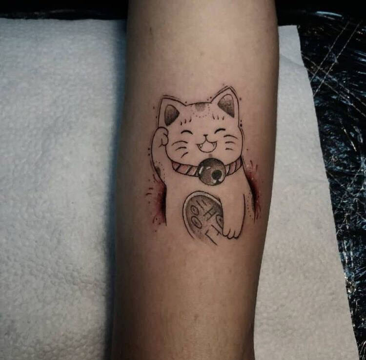 Tattoo mèo thần tài đẹp