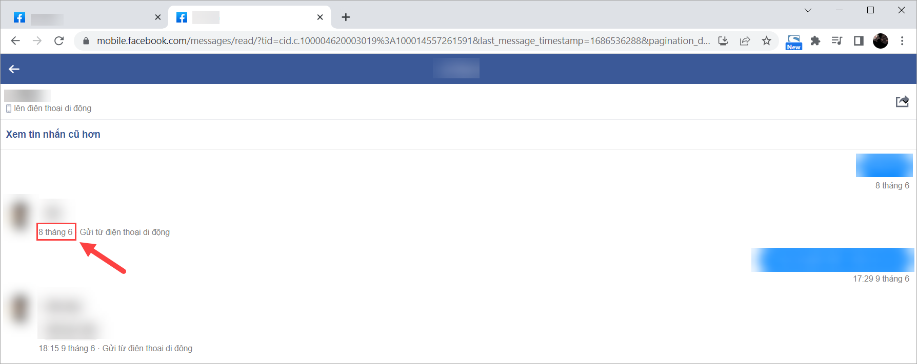 Messenger Facebook sẽ gửi bạn kết quả tin nhắn dựa theo ngày bạn đã chọn trước đó