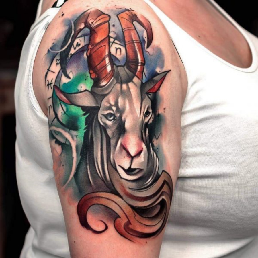 Hình tattoo cung Ma Kết tuyệt đẹp