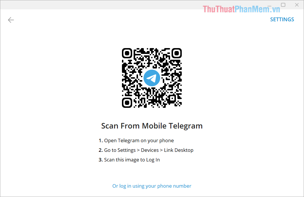 Mở ứng dụng Telegram trên điện thoại để đăng nhập