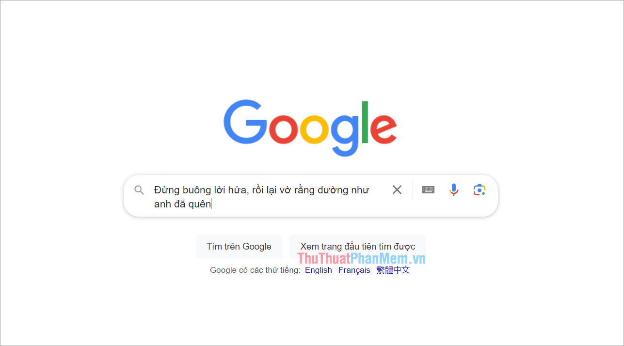 Bạn mở Google và nhập lời bài hát vào thanh tìm kiếm