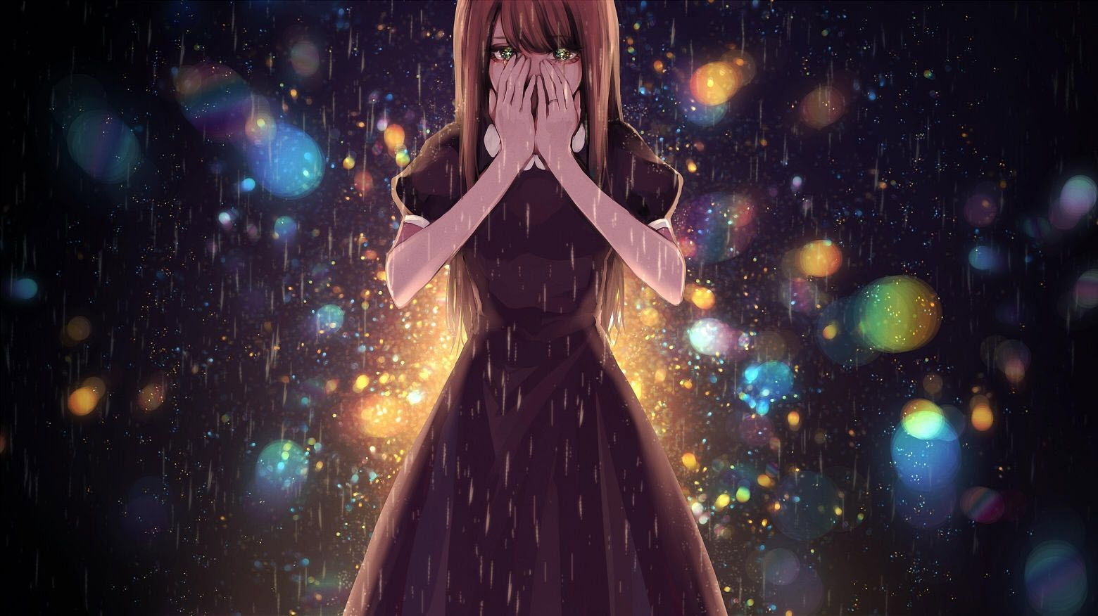 Hình ảnh cô gái anime buồn khóc