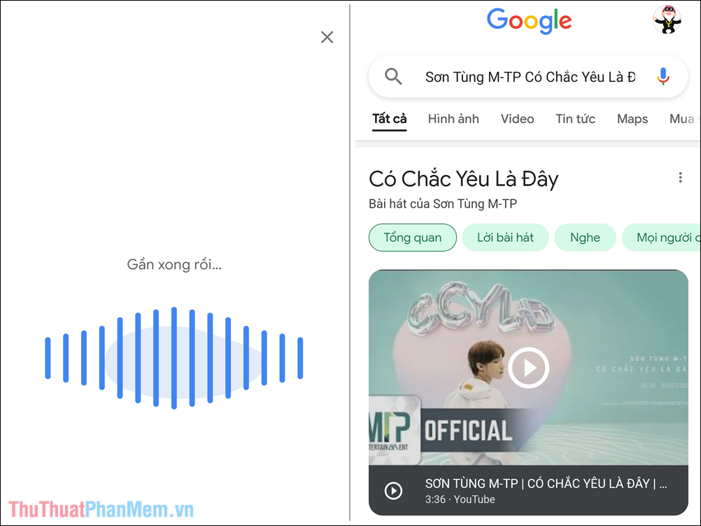 Khi Google nhận được giai điệu của bạn, bạn sẽ nhận được kết quả của tên bài hát