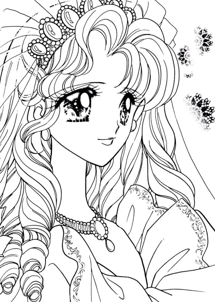Tranh tô màu công chúa anime dễ thương