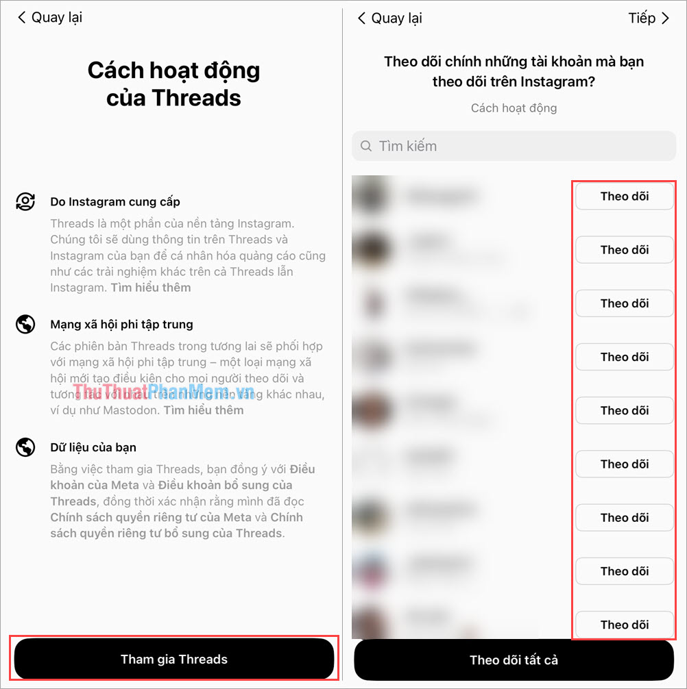 Chọn Tham gia Threads để hoàn tất việc đăng ký