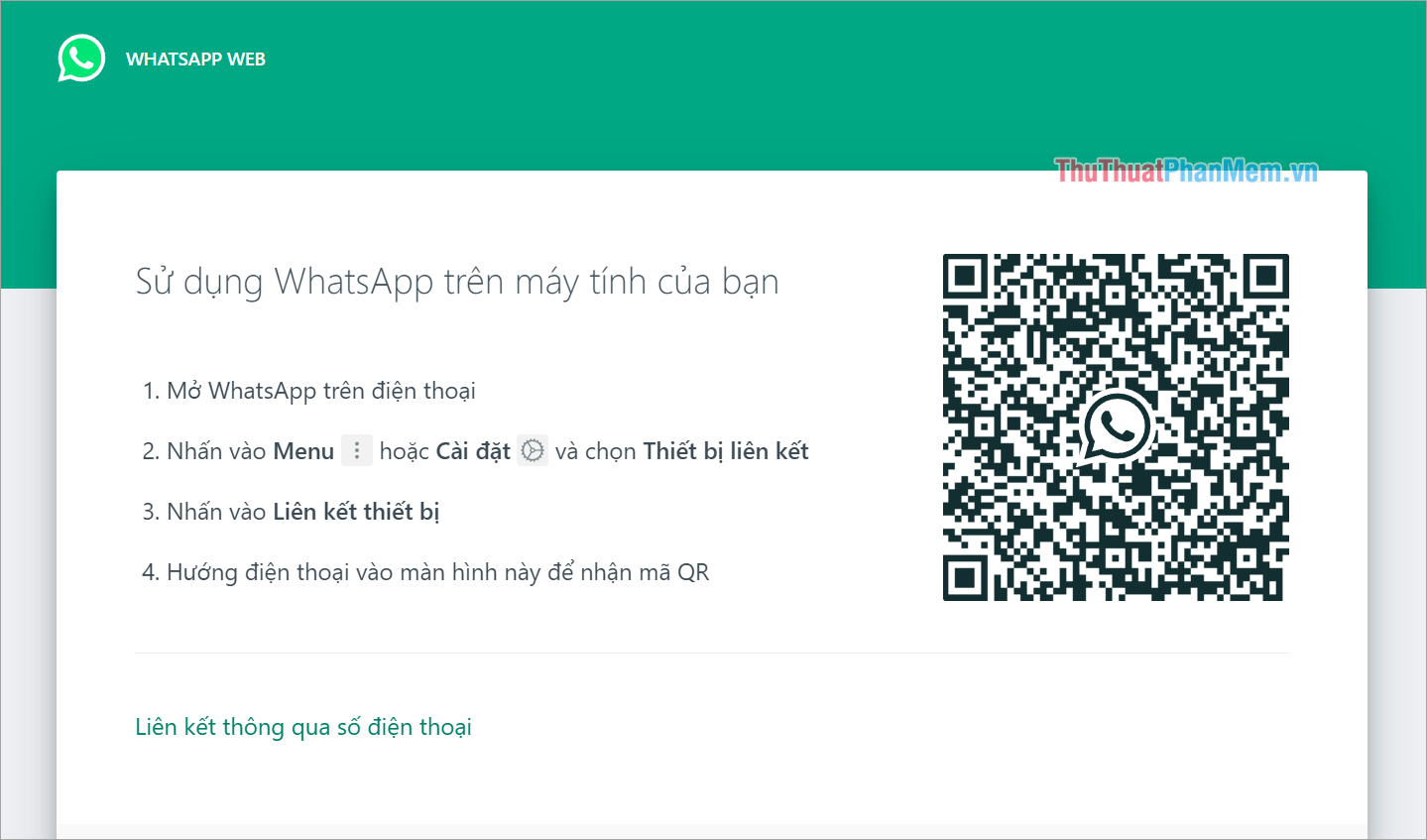 Tiến hành đăng nhập vào phần mềm WhatsApp Messenger
