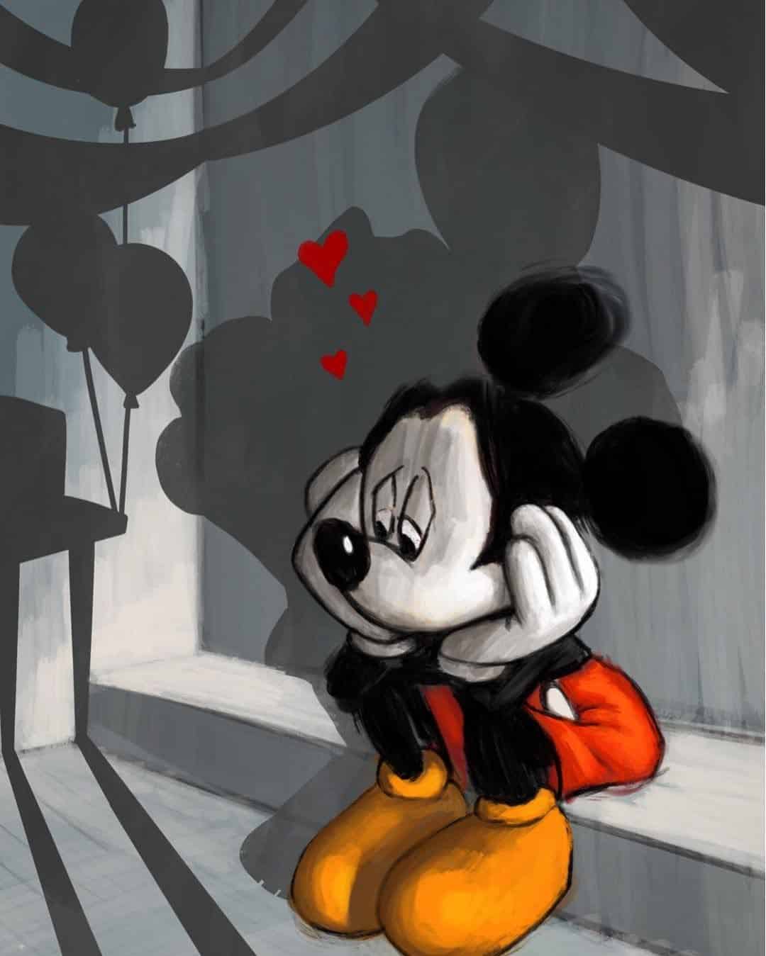Ảnh con chuột Mickey buồn 3D