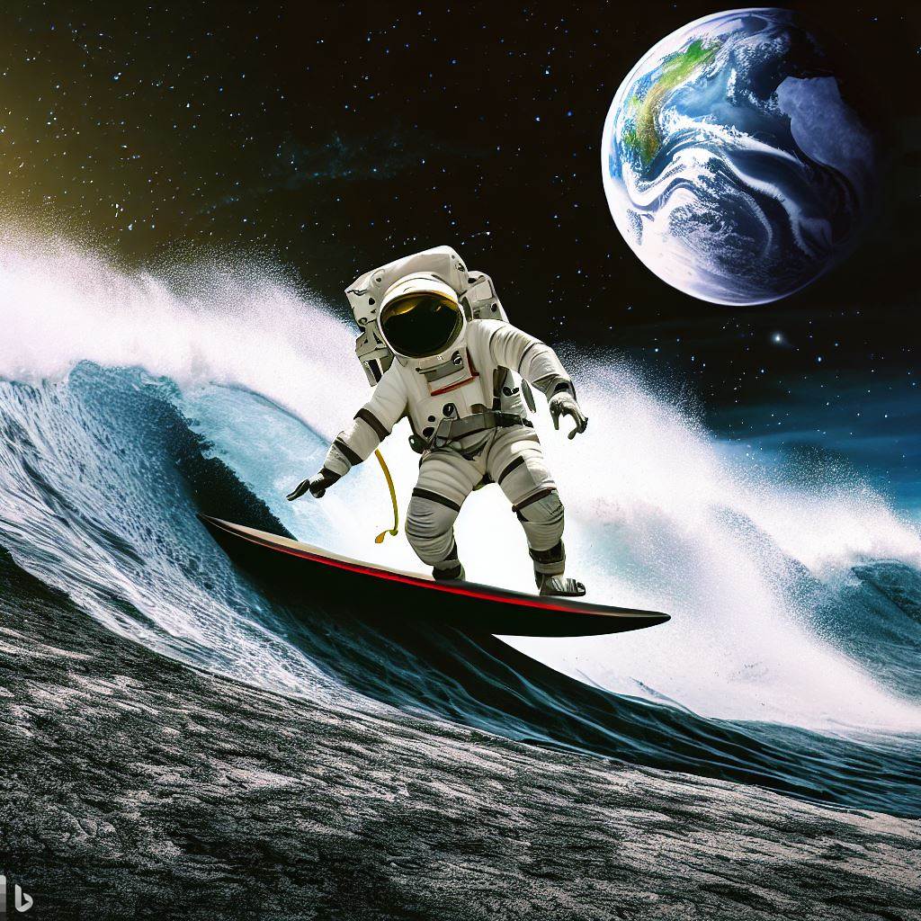 Bức tranh phi hành gia lướt sóng được tạo từ Bing AI