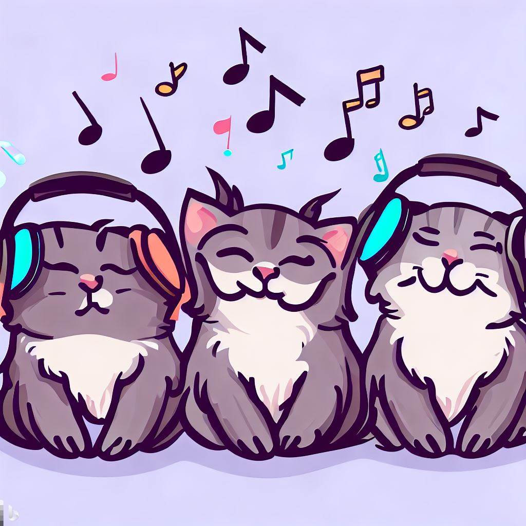Tranh ba chú mèo chill chill tạo từ Bing AI