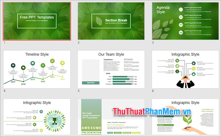 Mẫu PowerPoint bảo vệ môi trường - Slide lá cây xanh đẹp