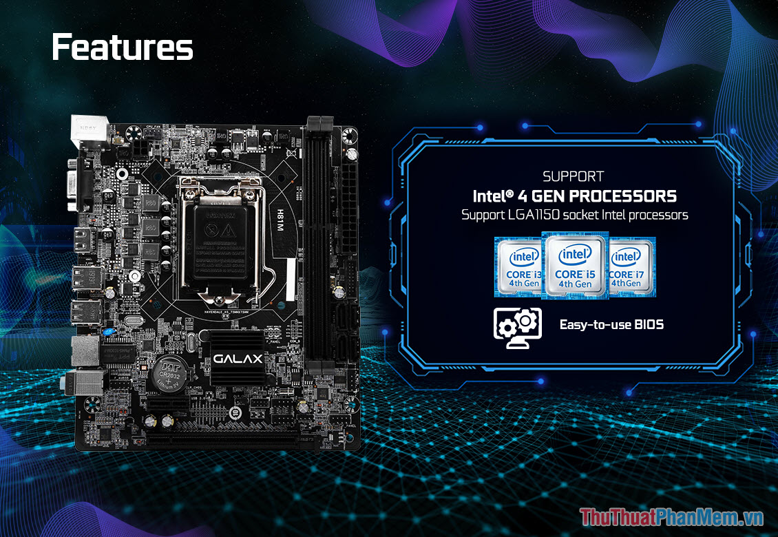 Mainboard sử dụng Chipset H81 được phát triển bởi Intel và được ra đời để hỗ trợ thế hệ CPU Haswell và Haswell Refresh