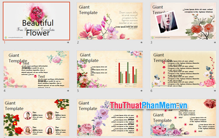 Mẫu PowerPoint có sẵn hiệu ứng đẹp và chuyên nghiệp - Chủ đề hoa