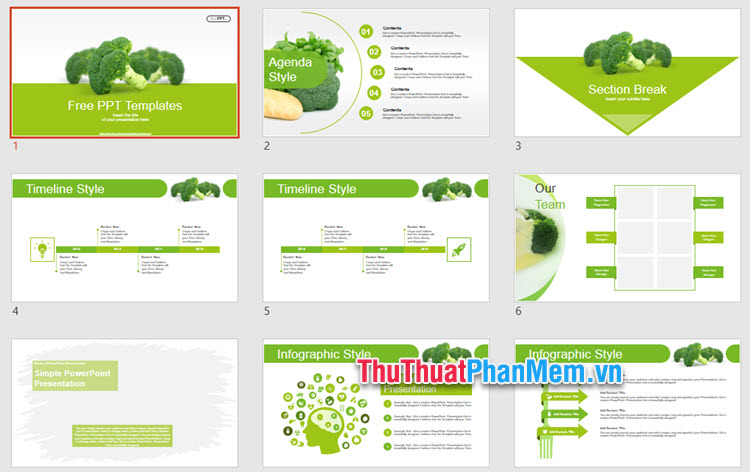 Mẫu PowerPoint về ẩm thực - Chủ đề bông cải xanh