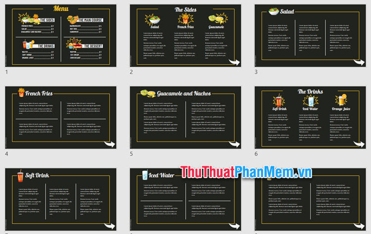 Mẫu PowerPoint về ẩm thực - Chủ đề danh sách menu