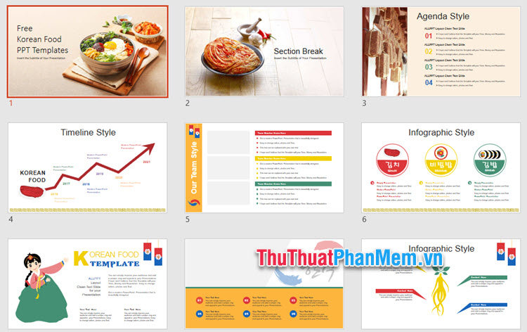 Mẫu PowerPoint về ẩm thực - Chủ đề món ăn Hàn Quốc