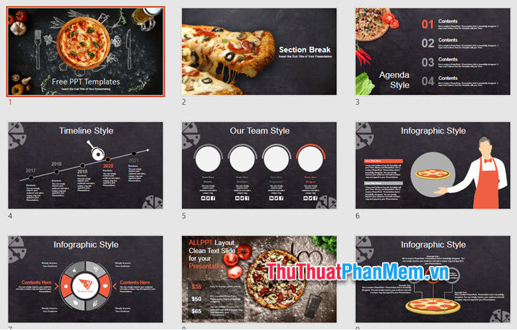 Mẫu PowerPoint về ẩm thực - Chủ đề món Pizza