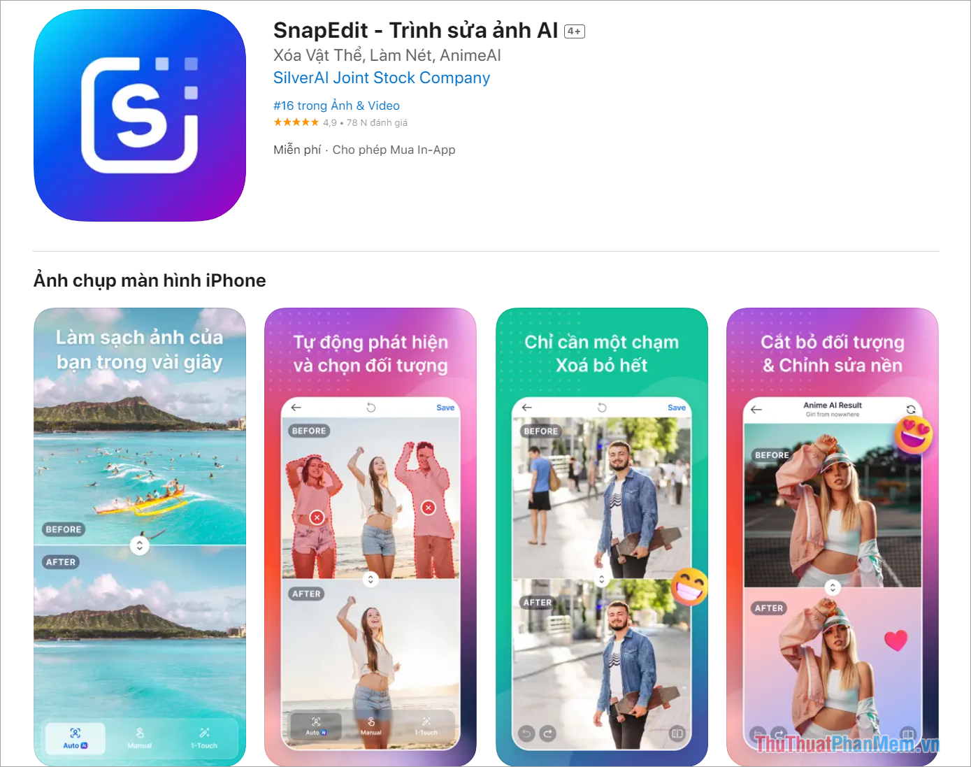 SnapEdit – Phần mềm xóa tất cả mọi thứ trên ảnh