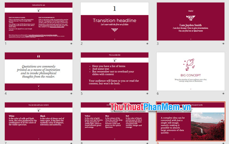 Mẫu PowerPoint văn học - màu hồng chủ đạo