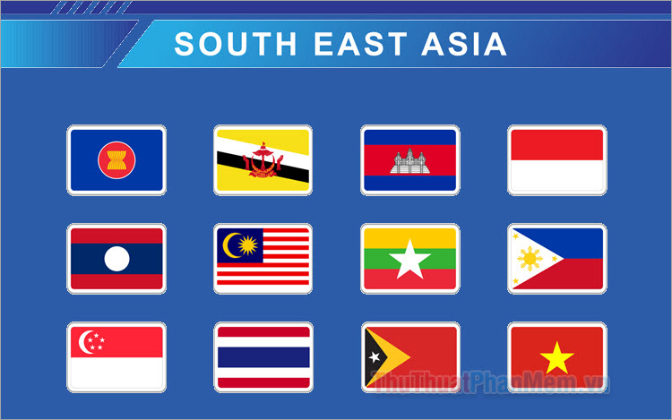 Lá cờ các nước Đông Nam Á - Quốc kỳ 11 nước Đông Nam Á