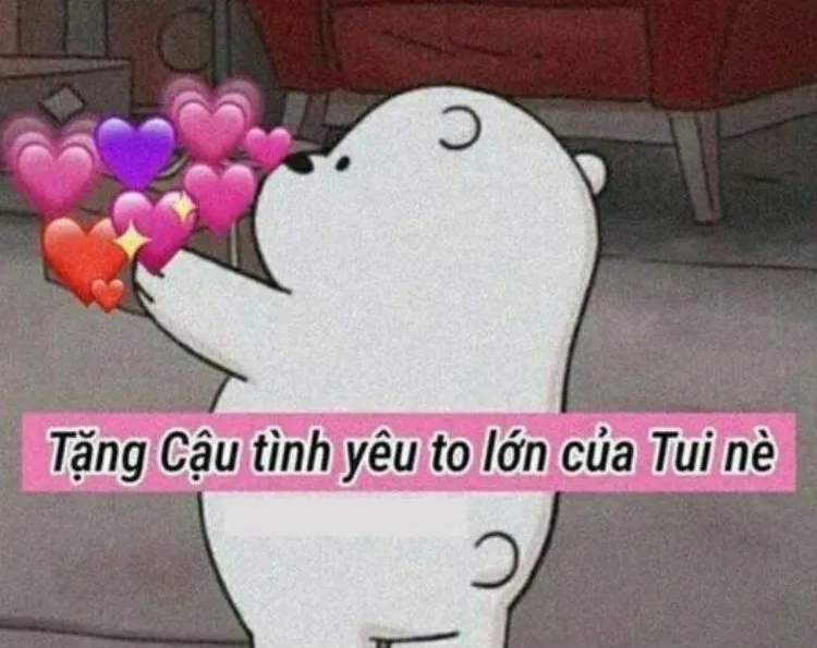 Meme gấu trắng tình yêu cute