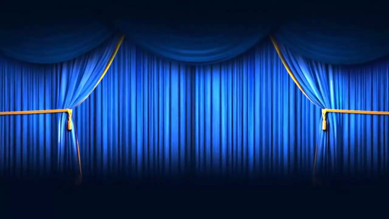 Background sân khấu rèm xanh