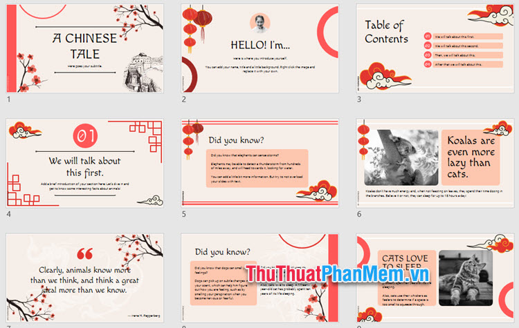 Mẫu PowerPoint dễ thương chủ đề truyền thống, lịch sử Trung Quốc