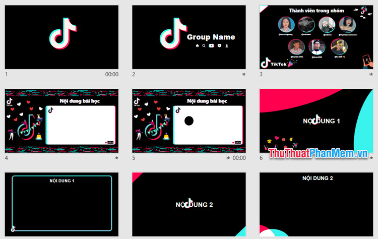 Mẫu PowerPoint thuyết trình nhóm đẹp chủ đề Tiktok