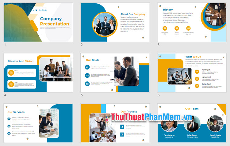 Mẫu PowerPoint thuyết trình nhóm đẹp trong công ty