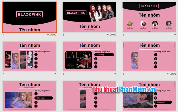 Mẫu PowerPoint thuyết trình nhóm đẹp với chủ đề nhóm Black Pink