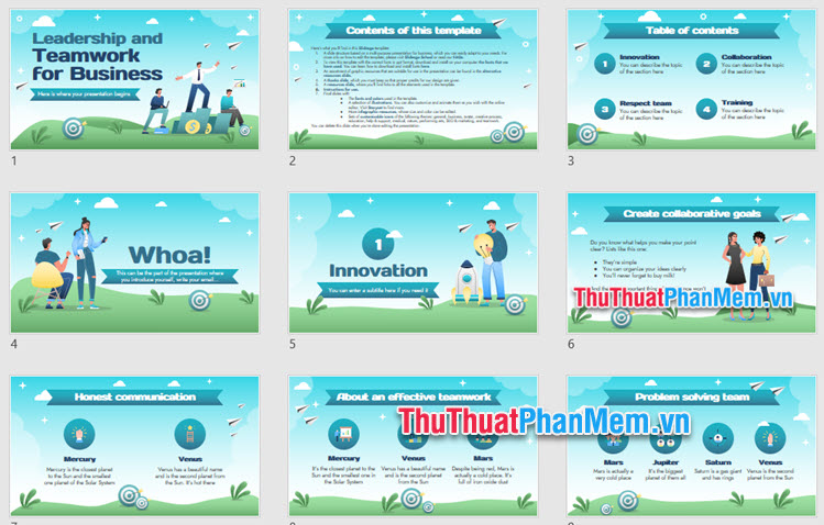 Mẫu PowerPoint thuyết trình nhóm, làm việc nhóm