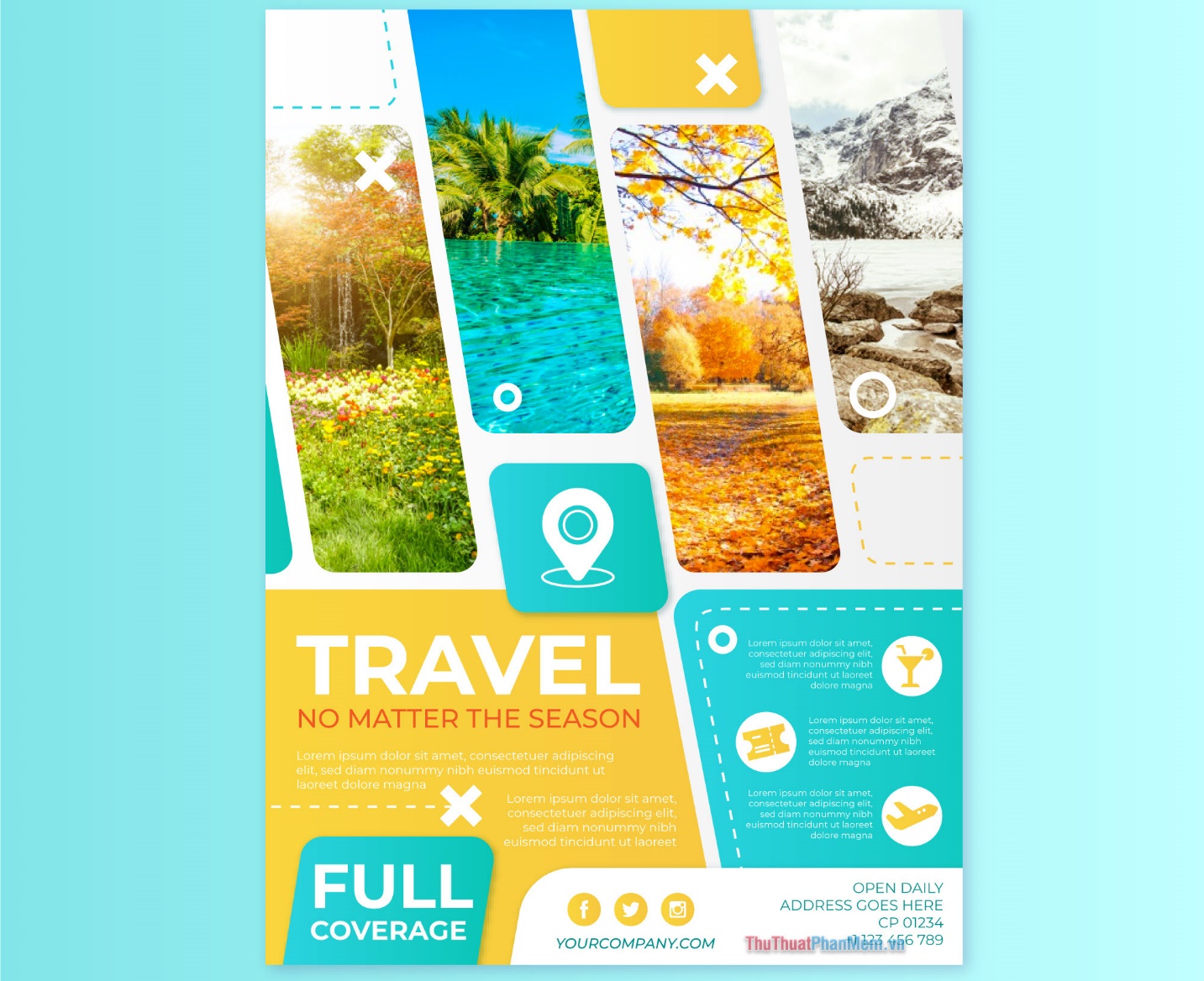 Mẫu Poster du lịch bốn mùa đẹp