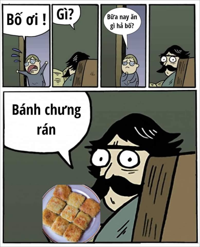 Meme tết ăn bánh chưng rán