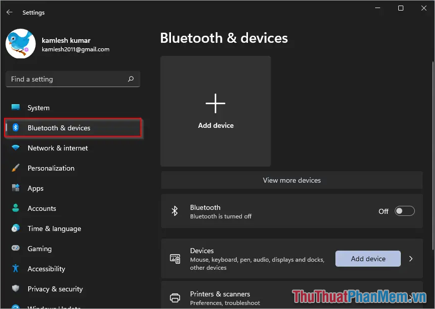 Chọn Bluetooth & devices để xem các thiết bị kết nối