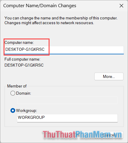 Đặt tên mới tại mục Computer Name và nhấn OK để hoàn tất