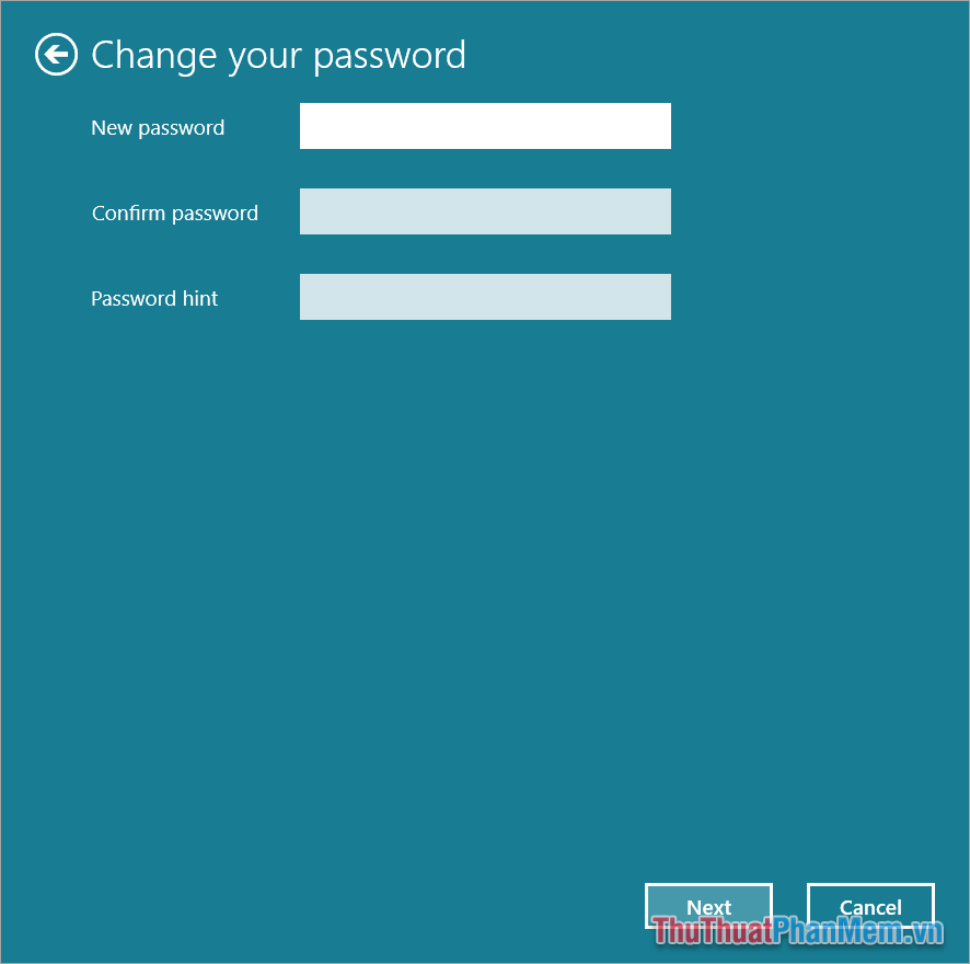 Nhập thông tin chọn Next để đổi mật khẩu