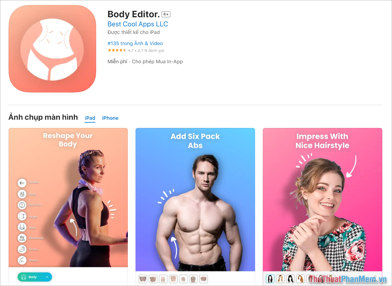 Body Editor – Ứng dụng chỉnh sửa thân hình tự nhiên
