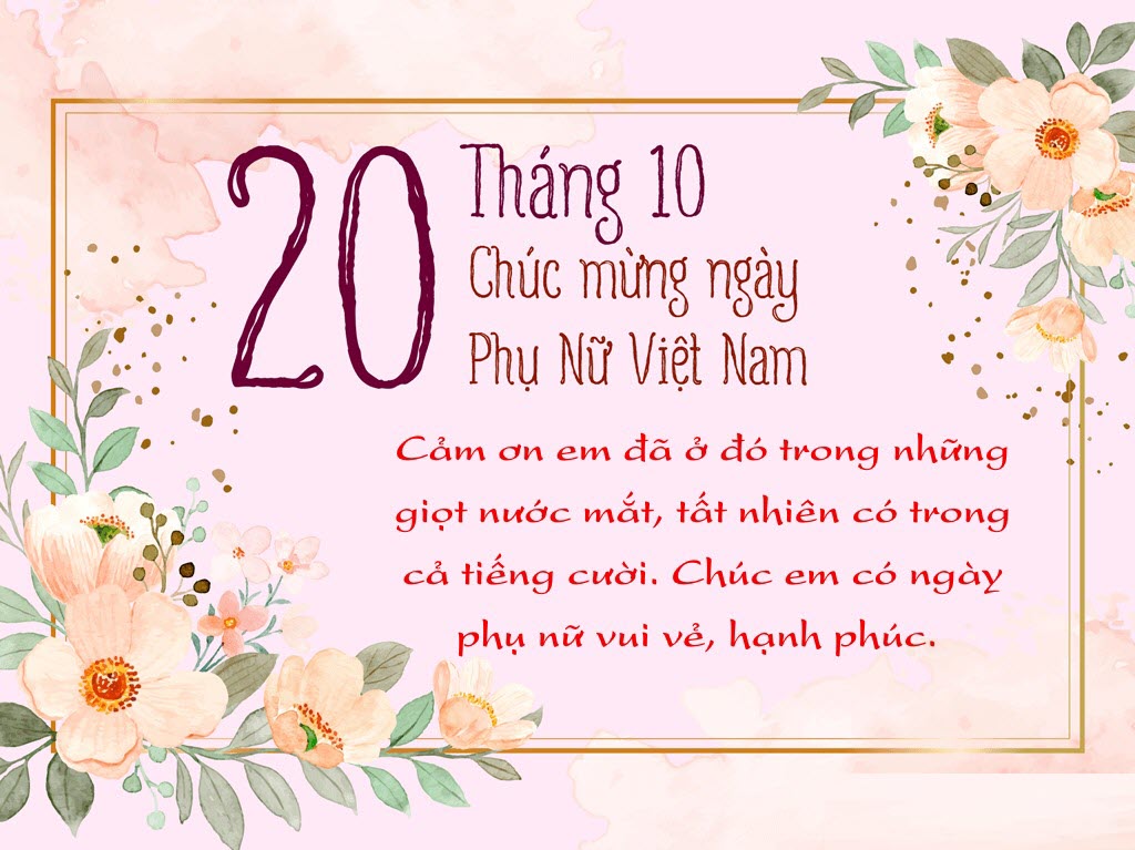 Thiệp chúc mừng ngày Phụ nữ Việt Nam 20-10 ý nghĩa đẹp